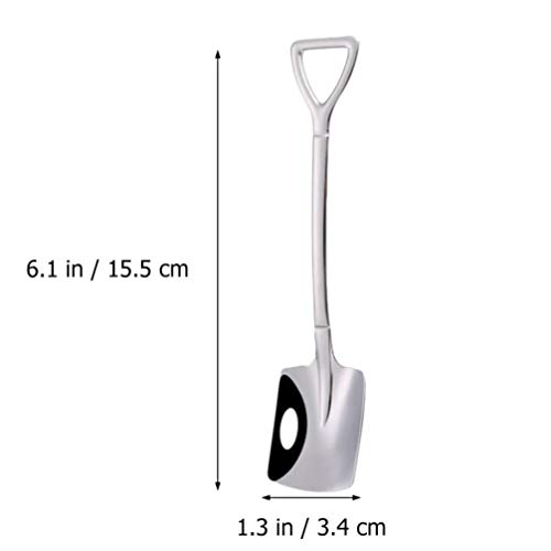 Hemoton 4 piezas Cuchara para postres Cucharas de café de acero inoxidable con forma de pala Juego de Cucharas para Café Tenedores de frutas Cuchara de helado de sandía Plata