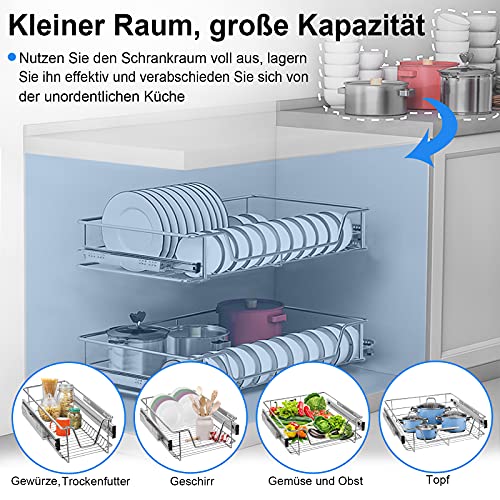 HENGMEI Cajón armario cajón extraíble cajón de cocina Estante Estantería de cocina cesta auszug Dormitorio cajón, 2x50 cm