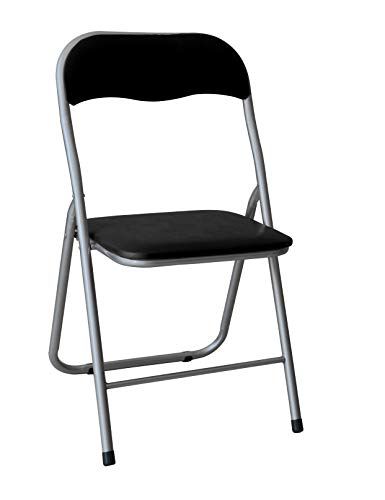 HERSIG - Silla Plegable | Silla Metalica Plegable - Color Negro y Gris