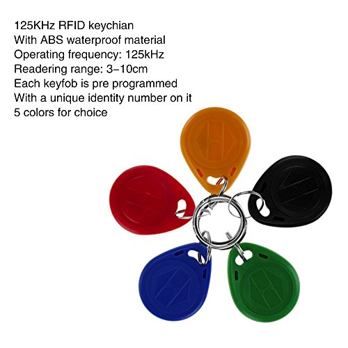 HFeng 10pcs tarjeta llave de proximidad 125kHz RFID de control de acceso tk4100 em4100 Llaveros Llaveros Smart ID tarjeta llave para Puerta cerradura electrica sistema NFC token tag (Mix color)