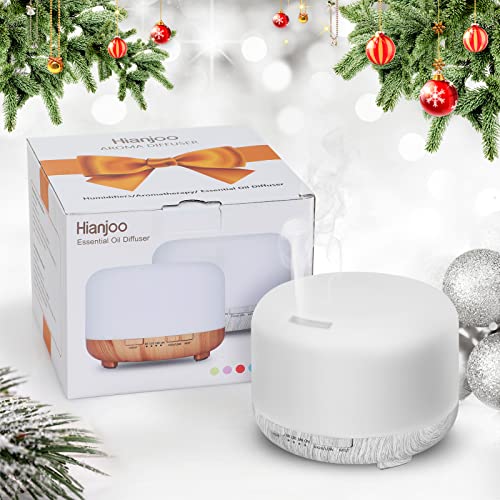 Hianjoo Aroma Diffuser Humidificador 450ml Humidificador Ultrasónico Aromaterapia Lámpara LED Colorida con Función Control Remoto para Yoga Salon SPA Vivir,Dormir, Bañarse, Hotel, Gris Claro