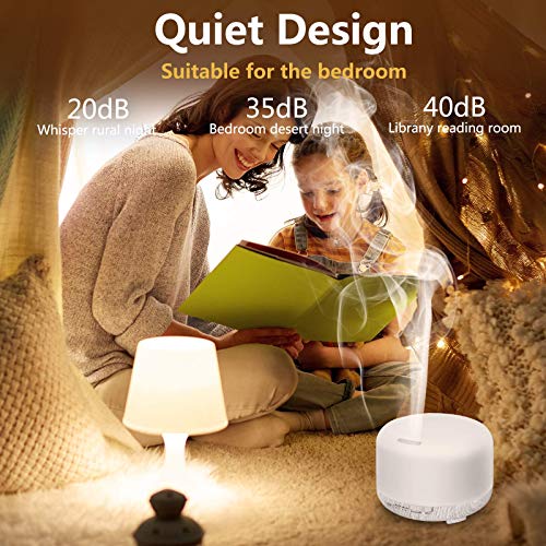 Hianjoo Aroma Diffuser Humidificador 450ml Humidificador Ultrasónico Aromaterapia Lámpara LED Colorida con Función Control Remoto para Yoga Salon SPA Vivir,Dormir, Bañarse, Hotel, Gris Claro