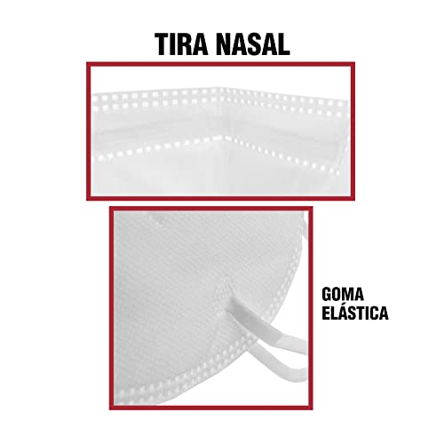 HIBRON Mascarilla FFP2 CE 2163, Protección Personal. Bolsa Individual. Alta filtración ≥95%, 5 capas. Pinza Nasal Suave/Ajustable, Mascarilla Profesional Libre de Grafeno