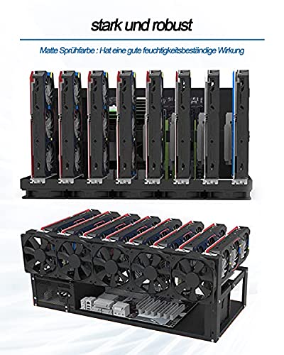 HIMAugbo Mining Case Rack Motherboard Bracket, Open Mining Rig Frame for 6~8 gpu Mining Case Rack, para ATX/Btx/Flex/Itx/Microatx, Ventilador de 4 X 12 cm, 8gpu