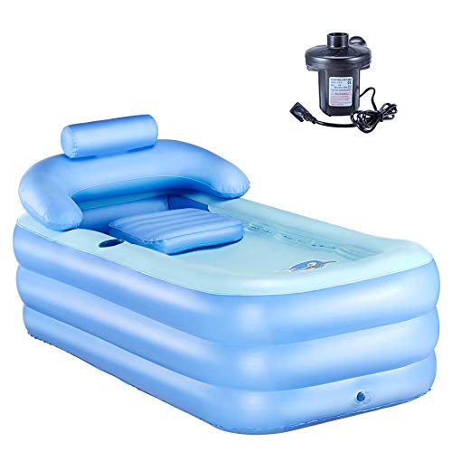 Hiram Bañera Hinchable de PVC Bañera Portátil 160 X 82 X 72CM Bañera Hinchable Portátil para Adultos Bañera Inflable Adulto para SPA en Casa o Jardín (con Bomba electrica)