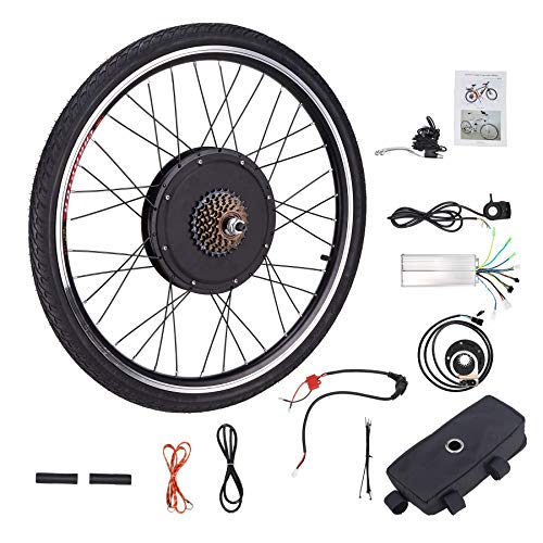 Hiram Kit de Conversión de Bicicleta Eléctrica 48V 1000W 26’’ Kit de Conversión de Bicicleta para Rueda Trasera DIY Electric Bike Conversion Kit con Controlador de Modo Dual