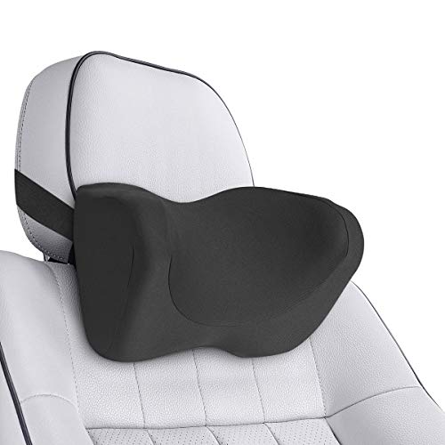 Hivexagon Almohada para Cuello del Coche con Correa Ajustable, Funda Lavable, Almohada para Reposacabezas de Espuma Viscoelástica, Almohadilla para Cuello Hombros per Alivio del Dolor