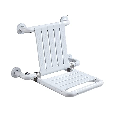 HIYU Taburete de baño abatible, Asiento de Ducha, abatible a 90 °, Apto para Embarazadas de Mediana Edad y Mayores y Personas con Movilidad Reducida, 46x31,5x14cm