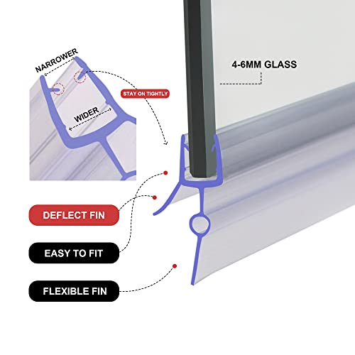 HNNHOME - Junta selladora de goma para puerta de ducha de cristal de 4-6 mm y hueco de 16-22 mm