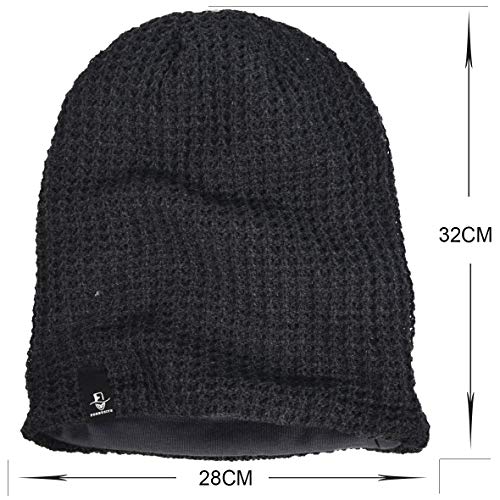 Hombre Gorro de Punto Slouch Beanie Knit Invierno Verano Hat (Gris Oscuro)