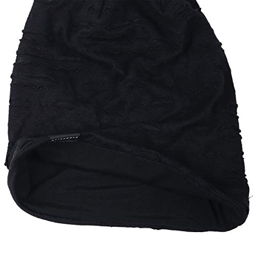 Hombre Jersey Slouch Gorro Verano Skullcap (S-Negro, Thin Cool)