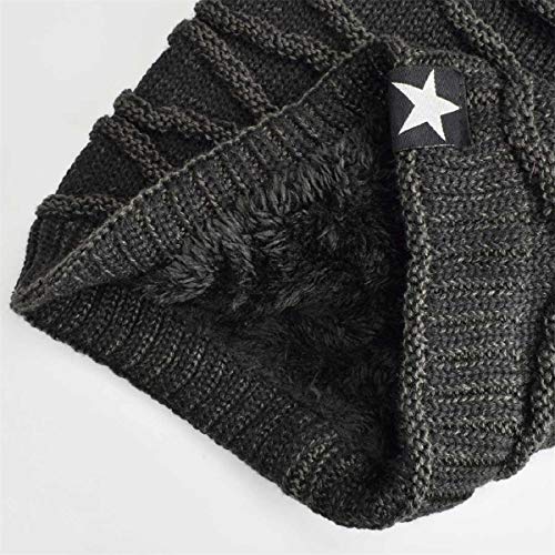 Hombres Cozy Invierno Gorra de Punto tartán Beanie Universal Cálido de Punto de esquí Beanie Hat cráneo Slouchy Gorra Sombrero (Negro)