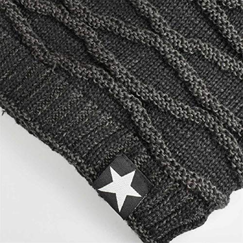 Hombres Cozy Invierno Gorra de Punto tartán Beanie Universal Cálido de Punto de esquí Beanie Hat cráneo Slouchy Gorra Sombrero (Negro)