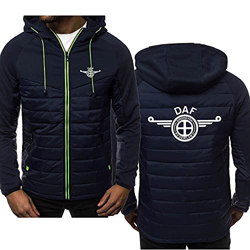 Hombres Sudadera Lana Chaquetas - DAF Impresión 3D Encapuchado Camisa de Entrenamiento Manga Larga Invierno Cárdigan con Cremallera Bolsillos,Azul,5XL