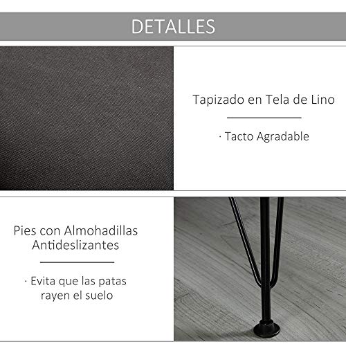 HOMCOM Banco de Cama Otomano Taburete Sofá Acolchado con Patas de Metal Horquilla para Sala de Estar Pasillo Dormitorio 106x35x45 cm Gris