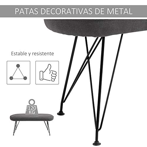 HOMCOM Banco de Cama Otomano Taburete Sofá Acolchado con Patas de Metal Horquilla para Sala de Estar Pasillo Dormitorio 106x35x45 cm Gris