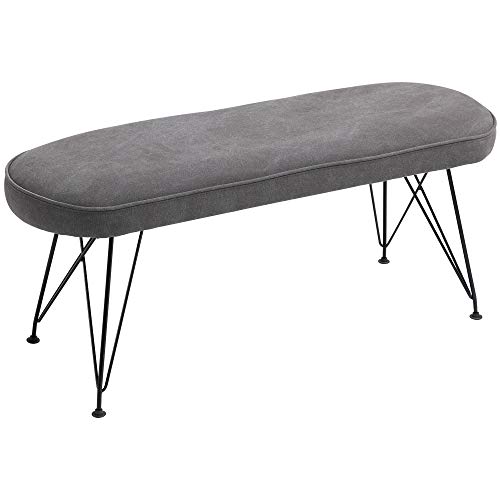 HOMCOM Banco de Cama Otomano Taburete Sofá Acolchado con Patas de Metal Horquilla para Sala de Estar Pasillo Dormitorio 106x35x45 cm Gris