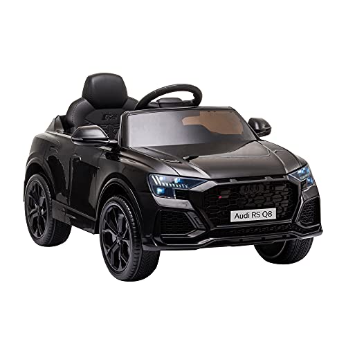 HOMCOM Coche Eléctrico Infantil +3 Años Licencia Audi RS Q8 con Batería 6V Mando a Distancia Música MP3 Bocina y Luces Velocidad Máx. 3km/h 101x62x51 cm Negro