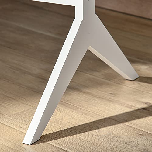 HOMCOM Espejo de Maquillaje de Pie Reclinable Nórdico para Dormitorio Salón Marco de Madera 47x46x148 cm Blanco