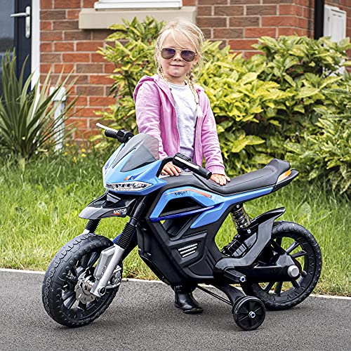 HOMCOM Moto Eléctrica para Niños 3+ años Moto de Juguete Infantil Batería 6V con Luces y Música 105x52.3x62.3cm