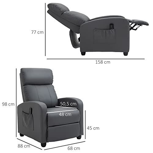 HOMCOM Sillón de Masaje Relax Reclinable con Mando a Distancia 2 Zonas de Masaje 8 Programas 5 Niveles de Intensidad y Temporizador Tapizado en PU 68x88x98 cm Gris