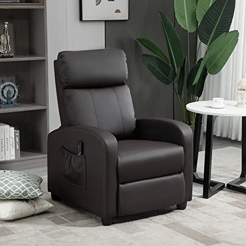 HOMCOM Sillón de Masaje Relax Reclinable con Mando a Distancia 2 Zonas de Masaje 8 Programas 5 Niveles de Intensidad y Temporizador Tapizado en PU 68x88x98 cm Marrón