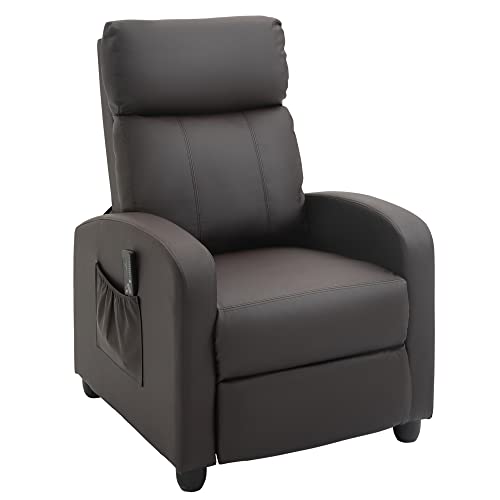 HOMCOM Sillón de Masaje Relax Reclinable con Mando a Distancia 2 Zonas de Masaje 8 Programas 5 Niveles de Intensidad y Temporizador Tapizado en PU 68x88x98 cm Marrón