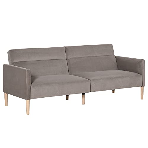 HOMCOM Sofá Cama Convertible y Reclinable con Reposabrazos y 2 Respaldos Ajustables por Separado en 3 Posiciones Aterciopelado 207x85x82 cm Gris