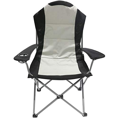 Homecall - Silla de camping plegable con portavasos en el reposabrazos (negro/crema)