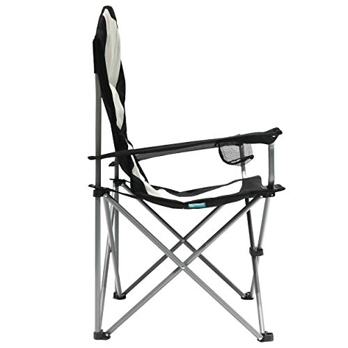 Homecall - Silla de camping plegable con portavasos en el reposabrazos (negro/crema)