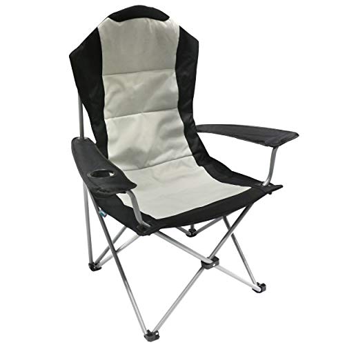 Homecall - Silla de camping plegable con portavasos en el reposabrazos (negro/crema)