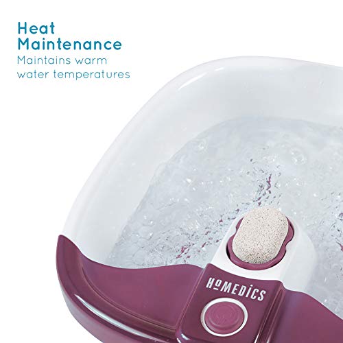 HoMedics Bubblemate Baño para Pies Hidromasajeador, Burbujas Masajeantes, Exfoliación con Piedra Pómez Integrada para Pedicura, Desestresante, Alivia el Dolor