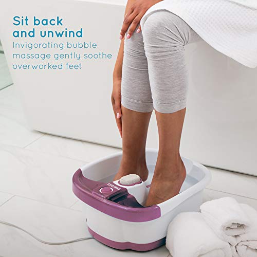 HoMedics Bubblemate Baño para Pies Hidromasajeador, Burbujas Masajeantes, Exfoliación con Piedra Pómez Integrada para Pedicura, Desestresante, Alivia el Dolor