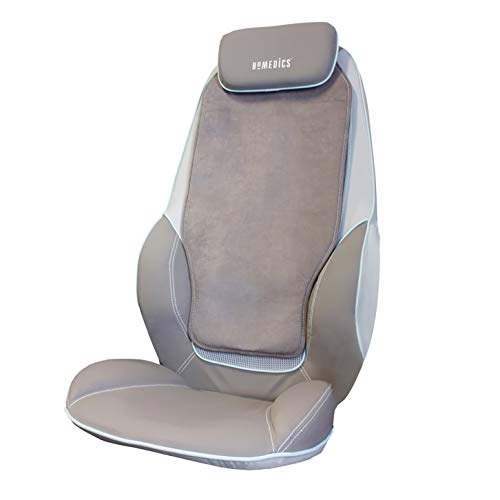 HoMedics Shiatsu Max Asiento de Masajes Eléctrico para Espalda y Hombros – Silla Masajeadora con 14 Programas, Intensidad y Calor Regulables, Vibración, Masaje Shiatsu, Localizado o Completo - Gris