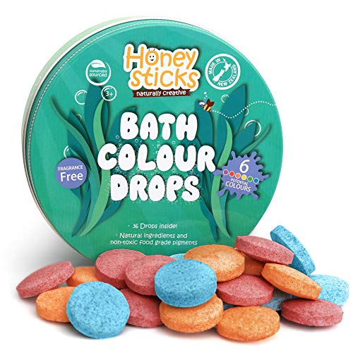 Honeysticks Sales de baño Naturales Infantiles – Ingredientes Naturales – para Tener los baños más Divertidos – Sin Fragancia – 36 cápsulas