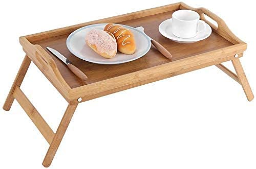 HOOM Bandeja para Cama Plegable, Mesa Desayuno con Patas Plegables Mesa bambú 50 * 30 * 22cm Tablet de Cama Plegable (ASA)