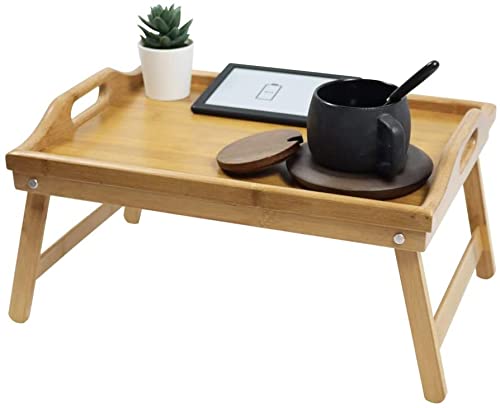 HOOM Bandeja para Cama Plegable, Mesa Desayuno con Patas Plegables Mesa bambú 50 * 30 * 22cm Tablet de Cama Plegable (ASA)