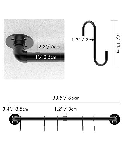 Housolution 85 cm Colgador de Utensilios de Cocina Barra Cocina Utensilios con 15 Ganchos, Organizadores para Utensilios de Cocina, adecuado para cocina, baño y dormitorio