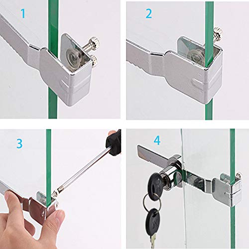 HPiano Bloqueo Ajustable Hoja Corredera Cerradura para Puerta Vitrina De Cristal 2Pcs Bloqueos de Escaparate + 4Pcs Llaves