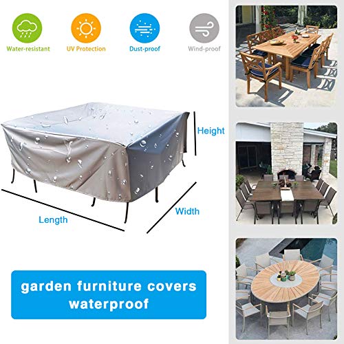 HSGAV Fundas Muebles Jardin Exterior Impermeable Pequeña, Cuadrado Funda Protectora Muebles Jardin para Sofás y Sillas, 210D Oxford, Resistente Al Viento, Anti-UV, Gris,90x90x90cm