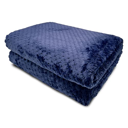 HTE Manta Suave de Microfibra 130 X 160 cm Individual para Sofá, Sillón,Cama, para Adultos y Niños (Azul Marino)