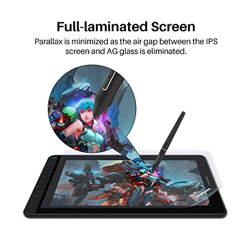 HUION Kamvas 13 Tableta Grafica con Pantalla (negro) Pantalla Laminada Completa de 13,3 Pulgadas, 8 Teclas de Prensa Programables Admite Conectividad con Dispositivo Android, y Uso de conferencias Web