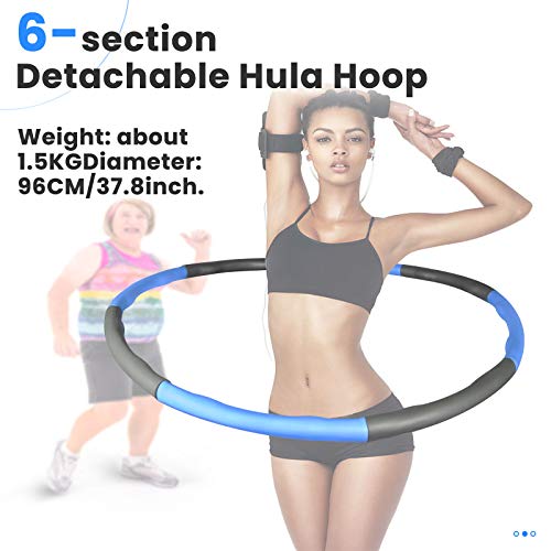 Hula Hoop, Professional Hula Hoop Adultos Fitness, Hoola Hoop para Adultos Ajustable y Extraíble, Hula Hoop de Fitness para pérdida de Peso para Fitness, Gimnasia, Juegos de Interior y Exterior