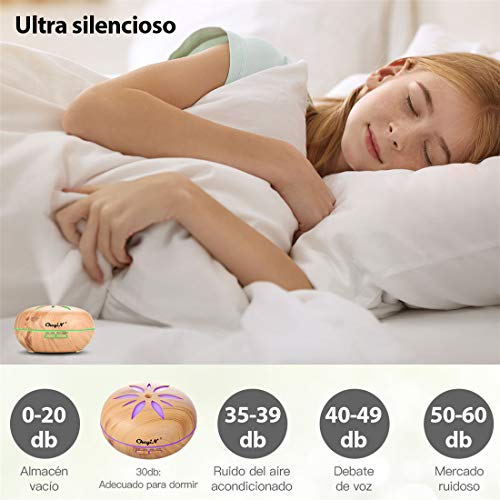 Humidificador Ultrasónico 550ml,Aceites Esenciales Difusor de Aromaterapia Control Remoto -7 Colores+4 Temporizador-Para la Habitación del Bebé/SPA/Yoga/Masaje/Oficina,Etc (A)