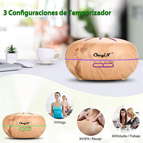 Humidificador Ultrasónico 550ml,Aceites Esenciales Difusor de Aromaterapia Control Remoto -7 Colores+4 Temporizador-Para la Habitación del Bebé/SPA/Yoga/Masaje/Oficina,Etc (A)