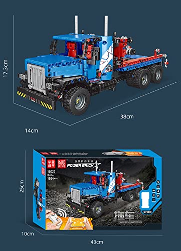 HZIH Technics Bloque De Construcción De Remolque,2.4G/App Control Remoto Remolque Eléctrico Juguete Bloque De Construcción Ensamblado De Partículas Pequeñas,Compatibles con Lego Technic A