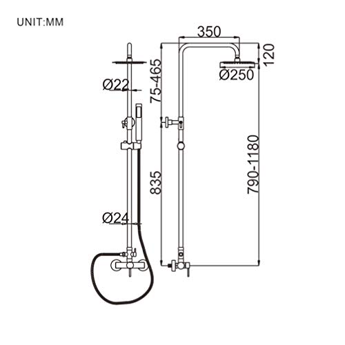 Ibergrif M17003-Mundo, Columna de Ducha, Sistema de Ducha Cuadrado con Ducha de Mano, Manguera de Ducha, Barra de Ducha Ajustable y Soporte, Acero Inoxidable