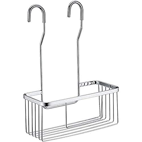 Ibergrif M34028, Estantería Ducha sin Taladros, Cesta Colgante de Inoxidable, Cesta Jabon Grifo, Plata