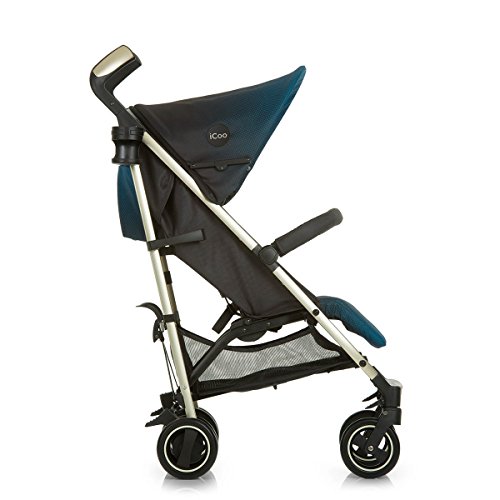 iCOO Pace - Silla de paseo de alta calidad, soporta hasta 25 kg con respaldo reclinable desde nacimiento, plegable y plano, ligero, chassis de aluminio, portavasos, cesta grande, azul