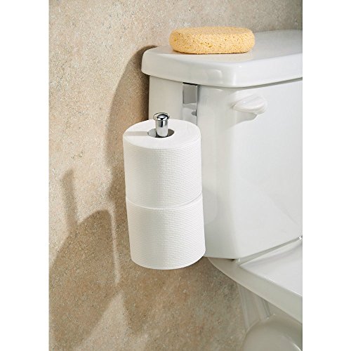 iDesign 69380EU Portapapel para WC Classico, Metal, Plata, 5.3x12.6x27.5 cm